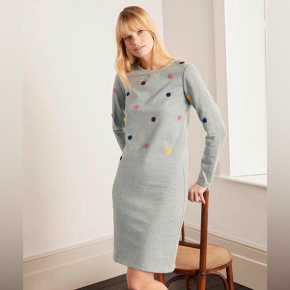 Boden Womens 4 Sweatshirt Dress Marl Boucle Spots Polka Dot Colorful Long Sleeve - Picture 2 of 10